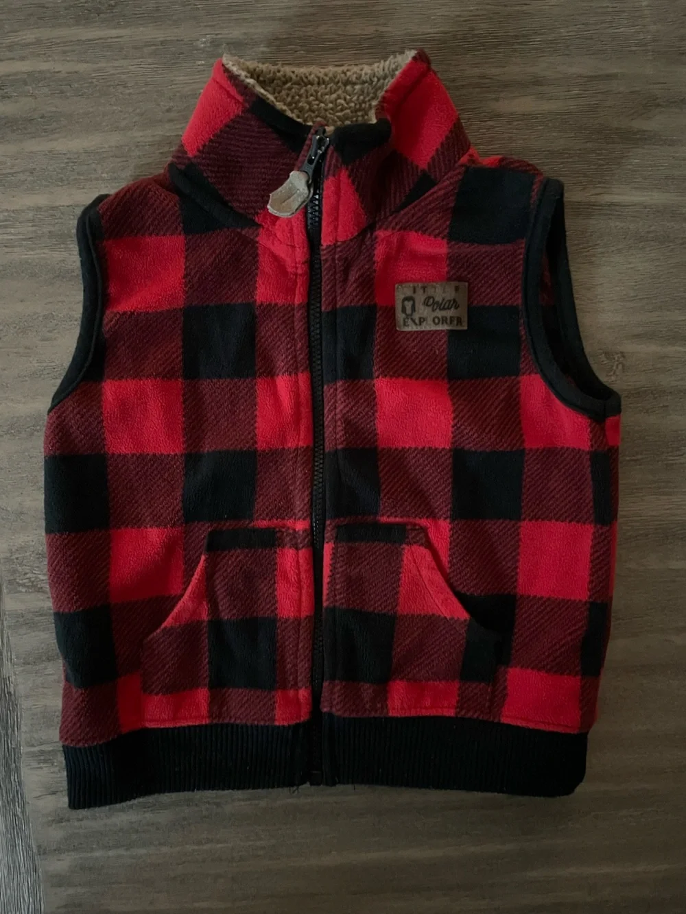 Carter's Red and Black Buffalo Plaid Sherpa-Lined Vest